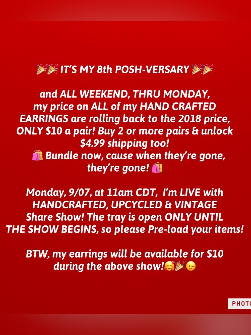 THIS WEEKEND ONLY! $10 EARRINGS!